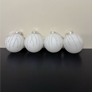 White and Silver Glass Beaded Holiday Ornaments